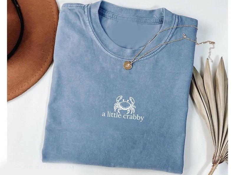 HOT A little Crabby Shirt, Minimalist Beach T-shirt, Funny Meme Shirt