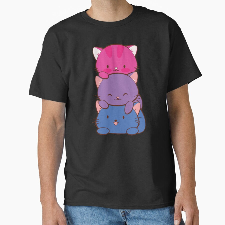 Bisexual Flag LGBT Bi Pride Cute Kawaii Cats by Irene Koh