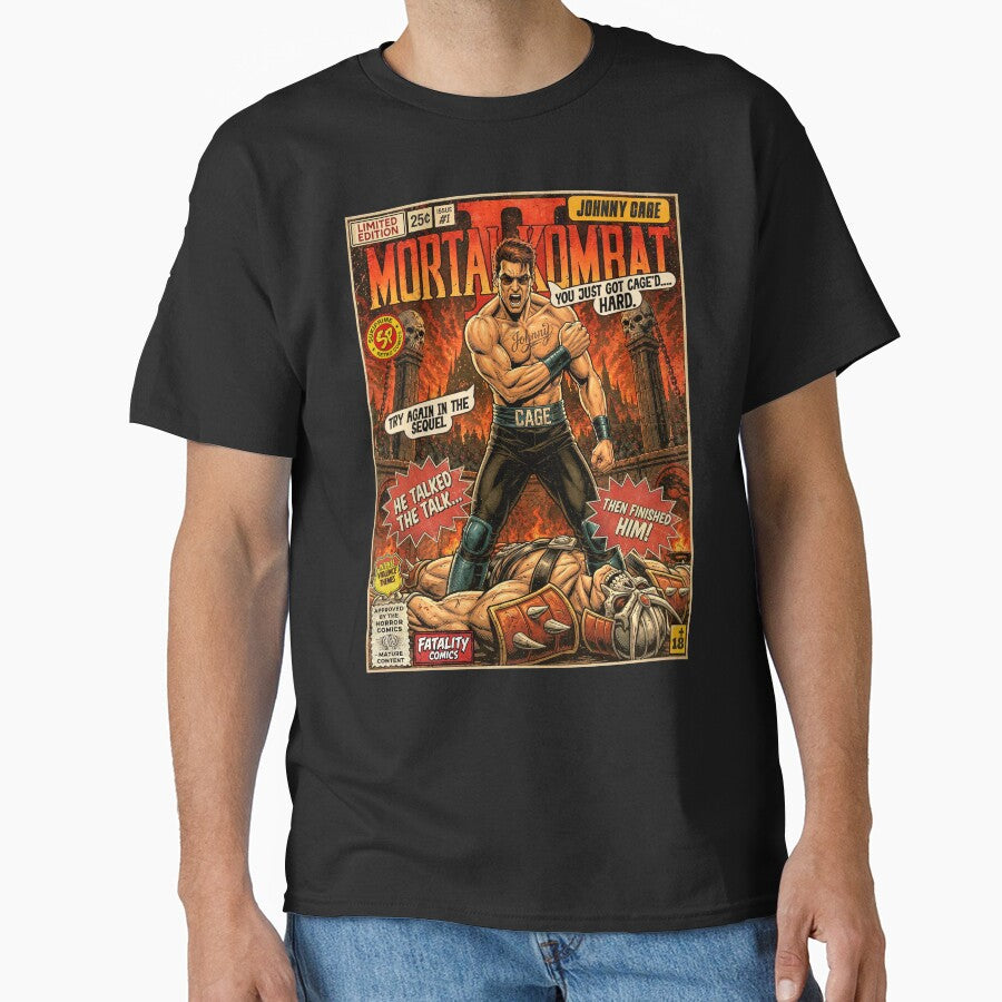 Mortal Kombat 2 Johnny Cage Vintage Retro Comic Cover Art by Back2Collage