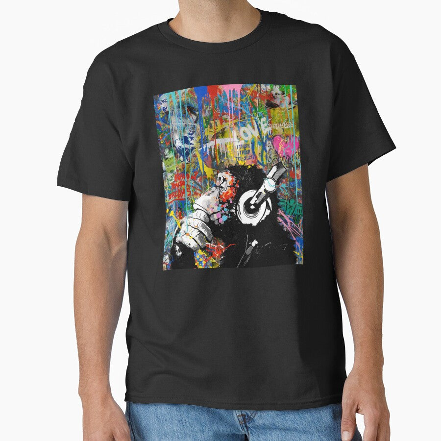 Monkey Thinker - Banksy Urban Contemporary Colorful Street Art -  DJ Chimp by WE-ARE-BANKSY