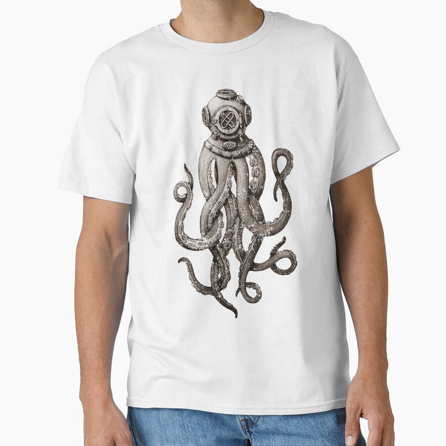 Strange Vintage SCUBA Diving Octopus Kraken T-shirts and Gifts by Robert Diebold