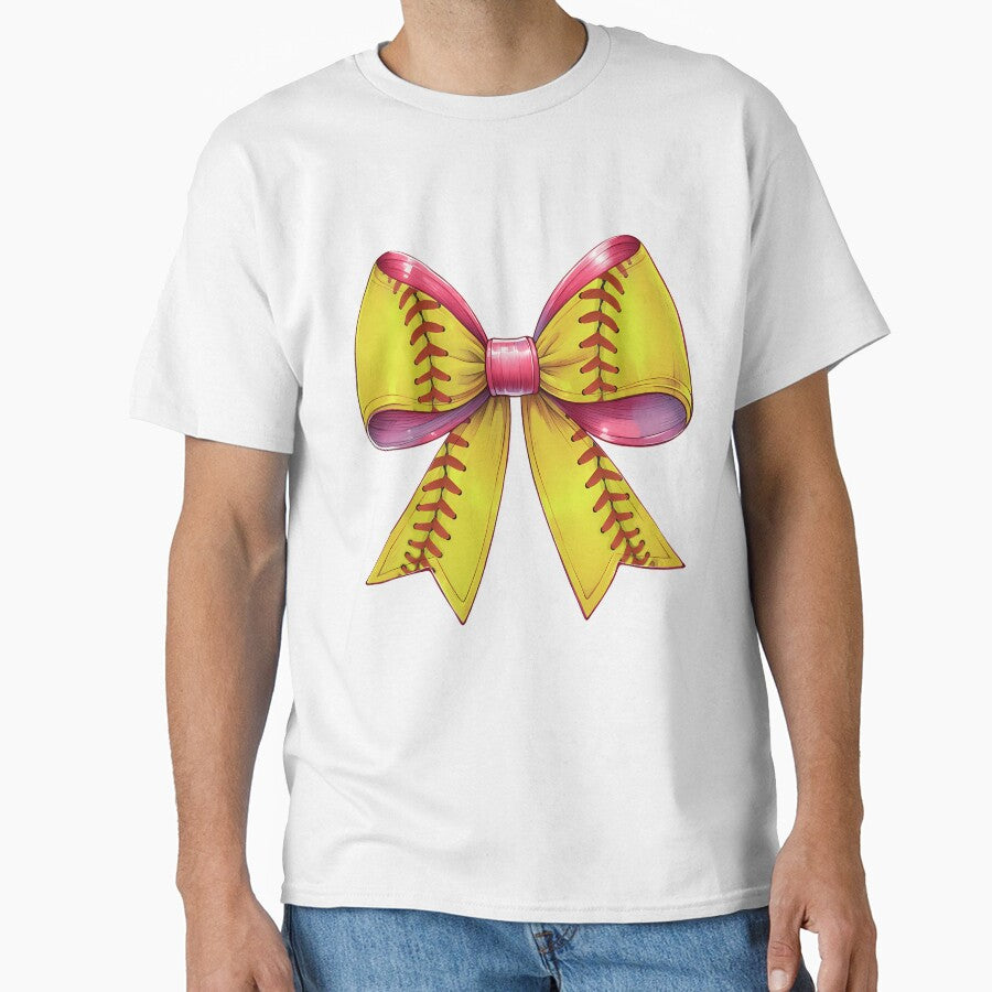 Coquette Bow Softball Pattern Mothers Day Ribbon Mom Girl Long Sleeve by facegm