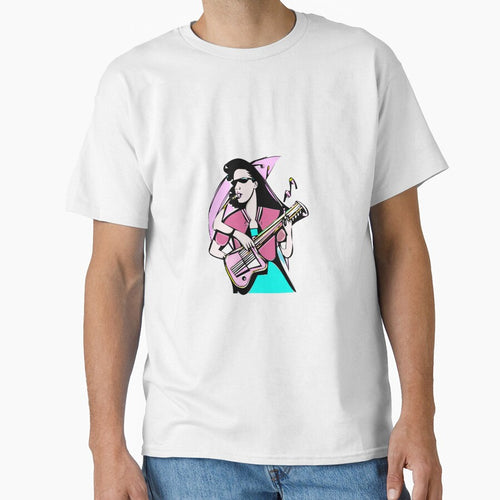 "The Guitar-Playing Woman in a Pink Blouse and Emerald Dress" by FunnyShopGirl