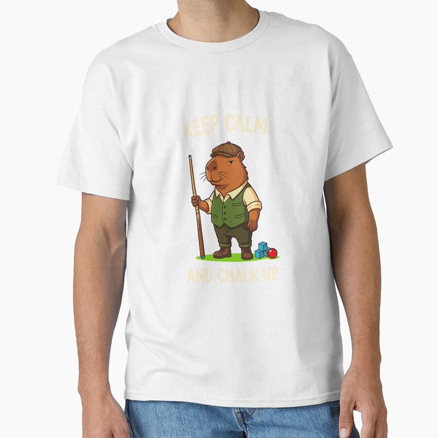 Keep Calm and Chalk Up Cute Capybara Pool Billiards by JoyJRamos