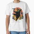 Black Japanese Catzilla Sunset 	 - Classic Fit Crew Neck Cotton  Polyester Blend by vanesajoer