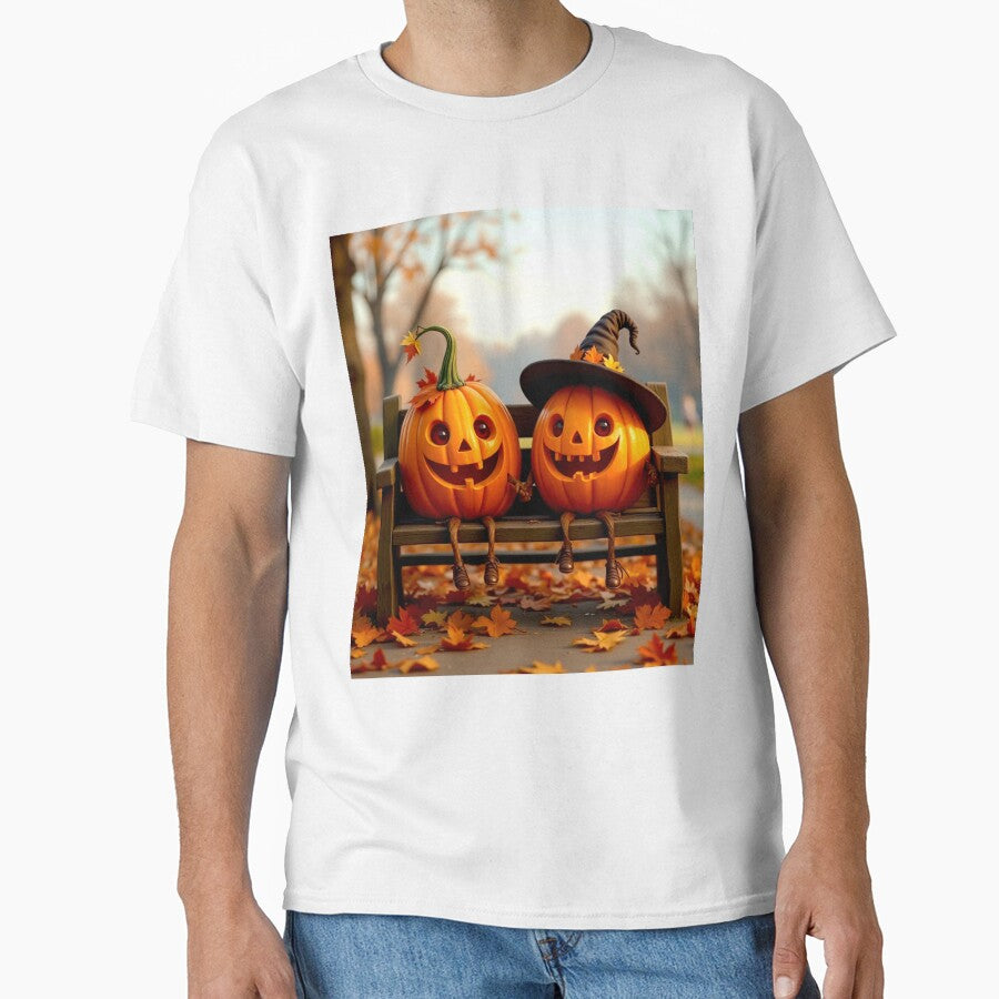 Happy Halloween Pumpkins on Bench by MariaTheExpert