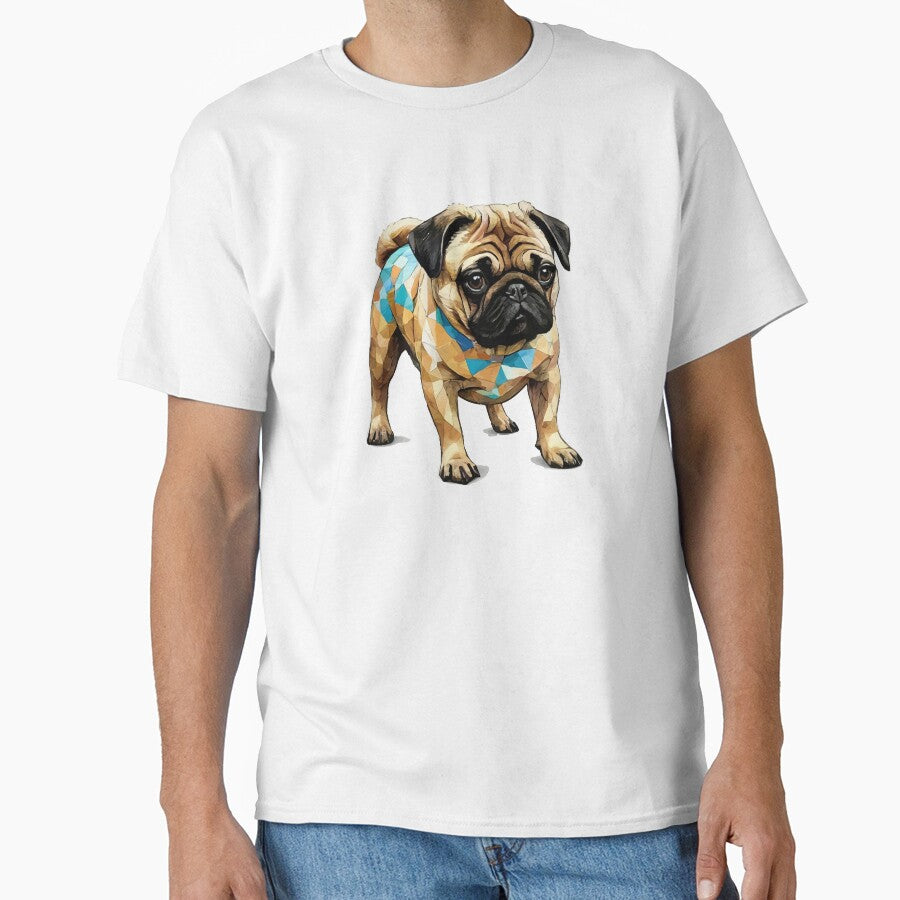 Geometric Pug Art – Modern Pet Art by Tklezardesigns