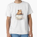 Chill Cute Capybara Drinking Coffee Watercolor by danzys