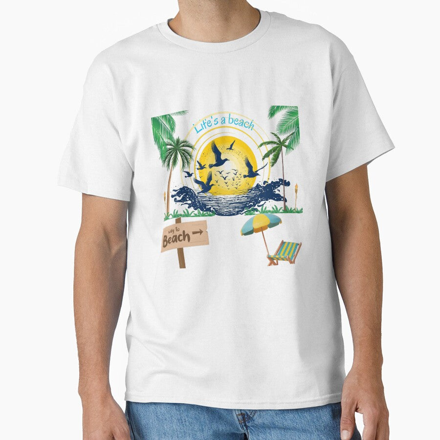Life in Beach Printed Graphic T-Shirt by KARSCORP