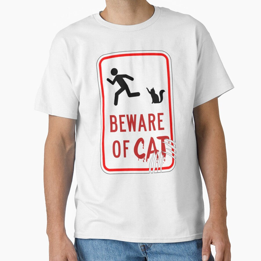 Beware of Cat Long Sleeve T-Shirt by AlabaJimny