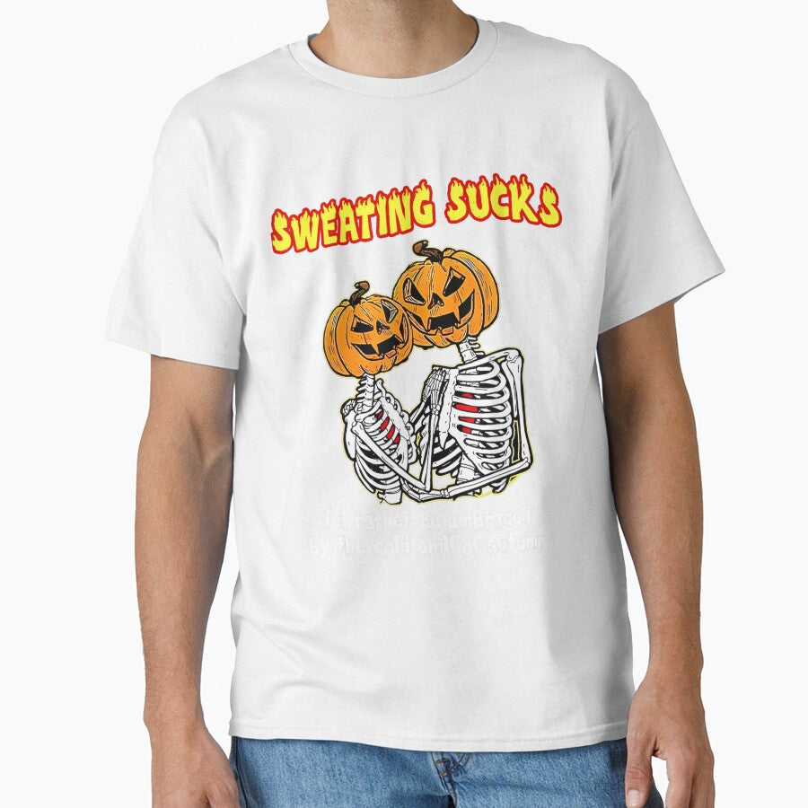 Sweating Sucks Skeleton Halloween Couple Skeleton Pumpkin by leshiarivers