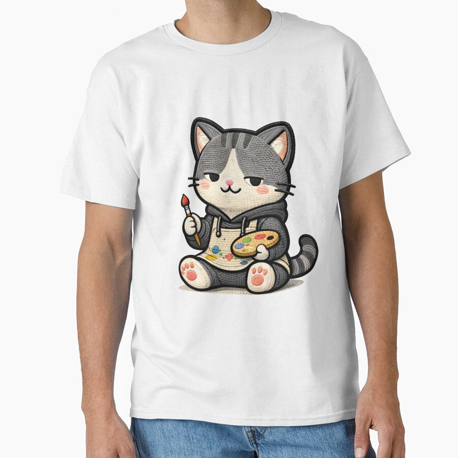 Artist Cat Creative Aesthetic | Painter Kawaii Animal Embroidery Style by ColorSplash123