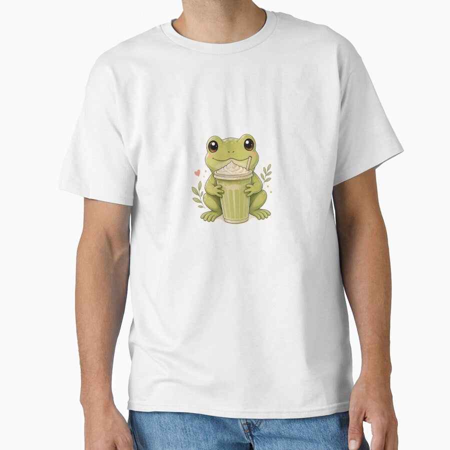 Cute Matcha Frog with Latte by TessHandmadeCreation