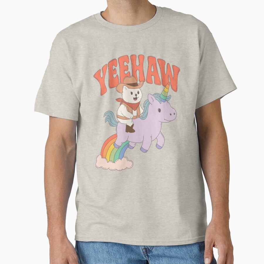 Yeehaw Cowboy Cat Riding Rainbow Unicorn by Jess.a.creates