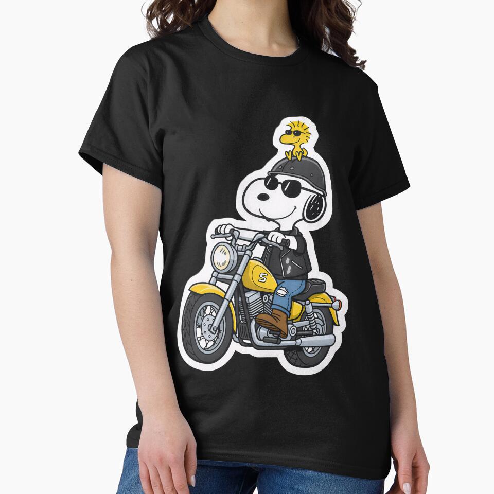 Snoopy Biker and Woodstock Motorcycle Rider Sticker by XM STOREZ