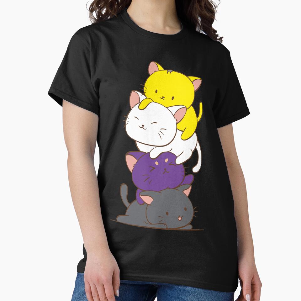 Nonbinary Pride Flag Kawaii Cats Cute LGBTQ Non-binary Kitty for Enby by Irene Koh