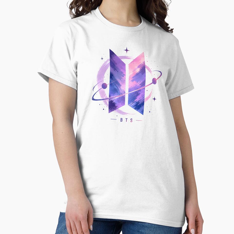 BTS Galaxy Aesthetic Logo Design | Abstract Purple Pink Kpop Graphic Tee by Dimu Co.