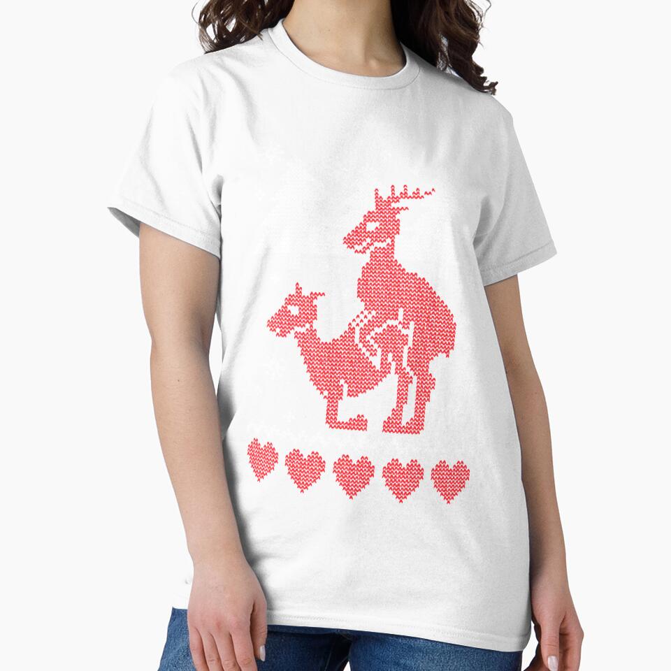 Ugly Christmas Reindeer Crew Neck Xmas Tee Funny by PhilzaMerch