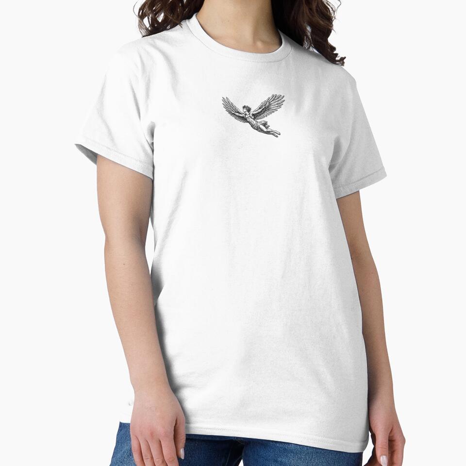 Icarus Ascending — Vintage Engraving Greek Mythology Graphic Tee by TheMythicFrame