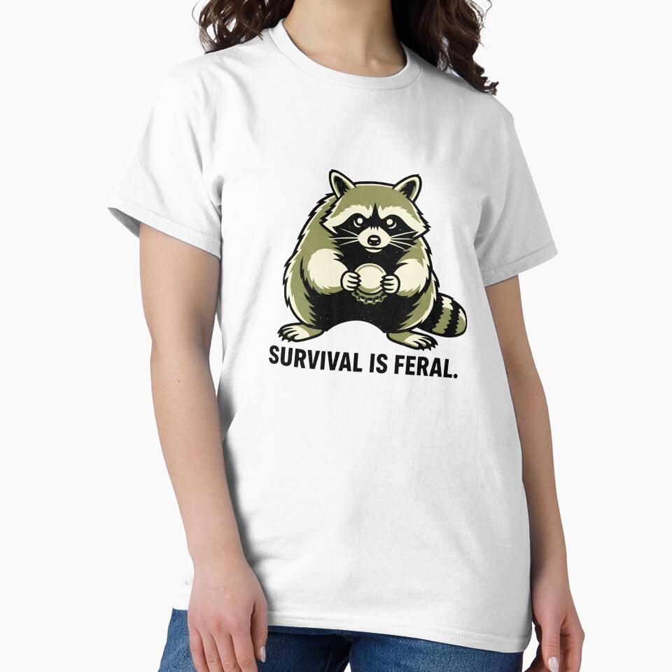 Survival Is Feral – Vintage Streetwear Raccoon Illustration by JonelCrafts