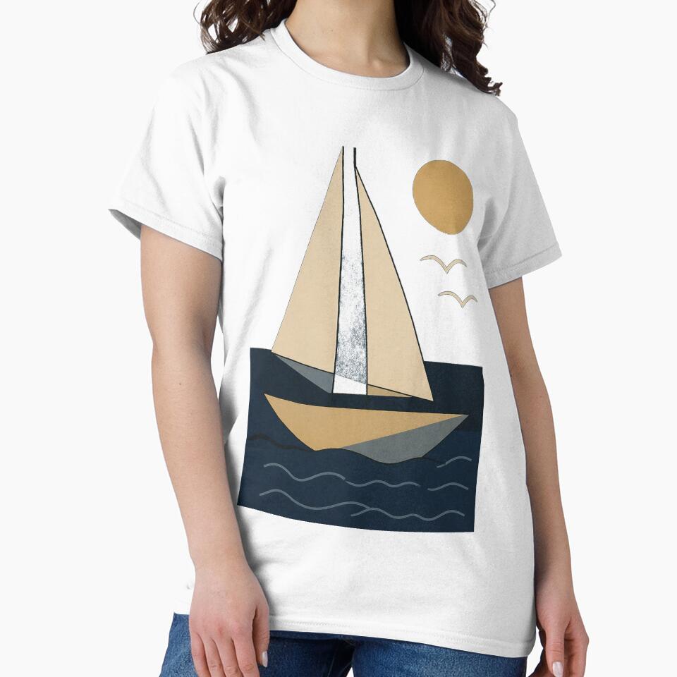 Sail Away Minimal – Modern Nautical Geometric Art by MWSailingClub