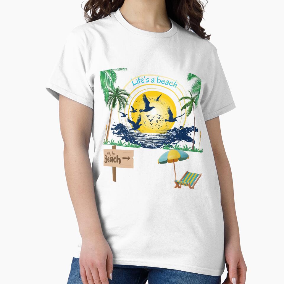 Life in Beach Printed Graphic T-Shirt by KARSCORP