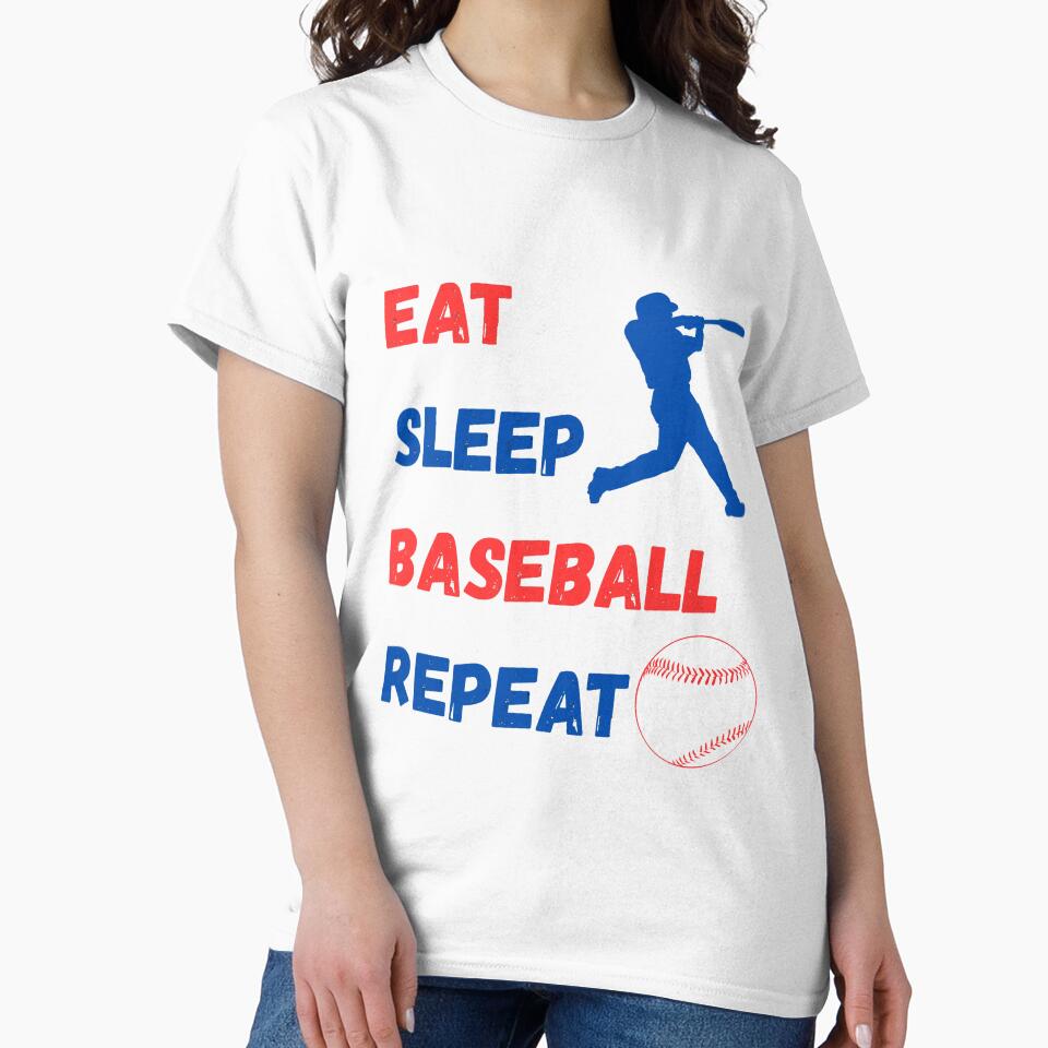 Eat Sleep Baseball Repeat – Vintage Batter Lifestyle Graphic Tee by KapiPrint