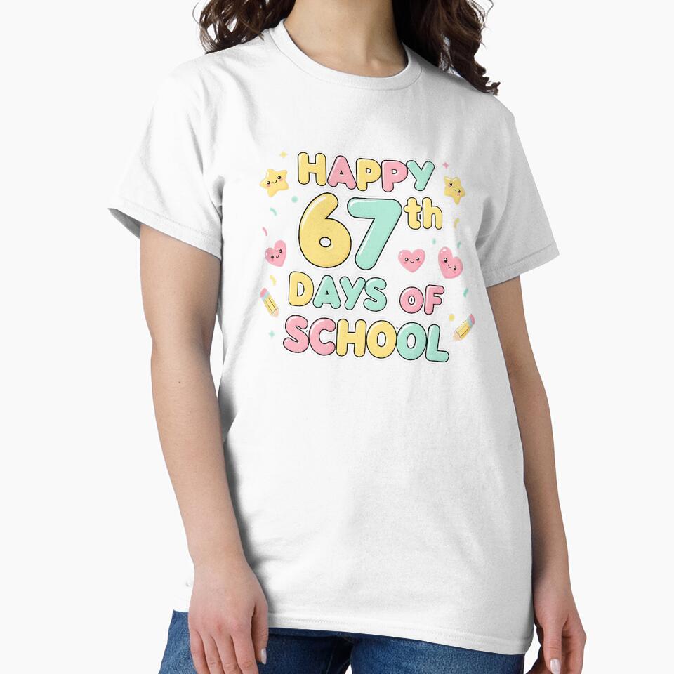 Happy 67Th Day Of School Funny Meme 67 Kids Boys Teacher by facegm