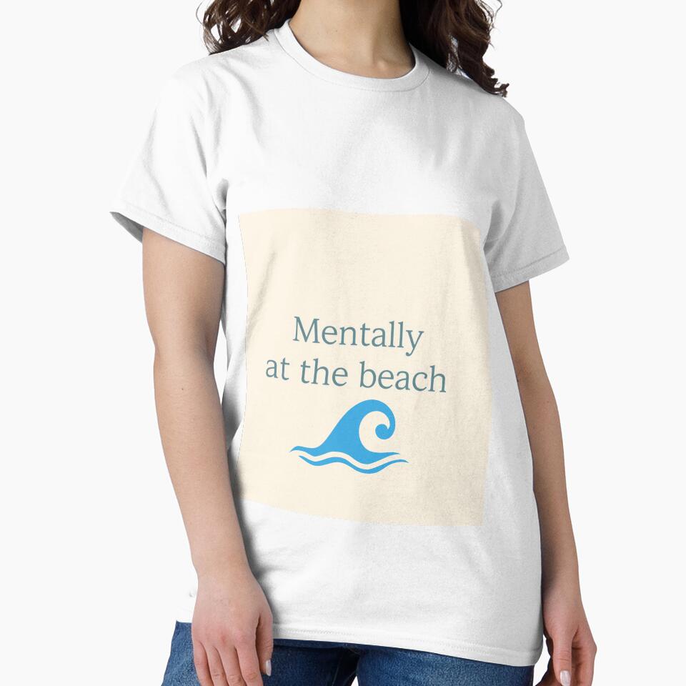 Mentally at the Beach Minimalist Wave Design by PunchlinePress