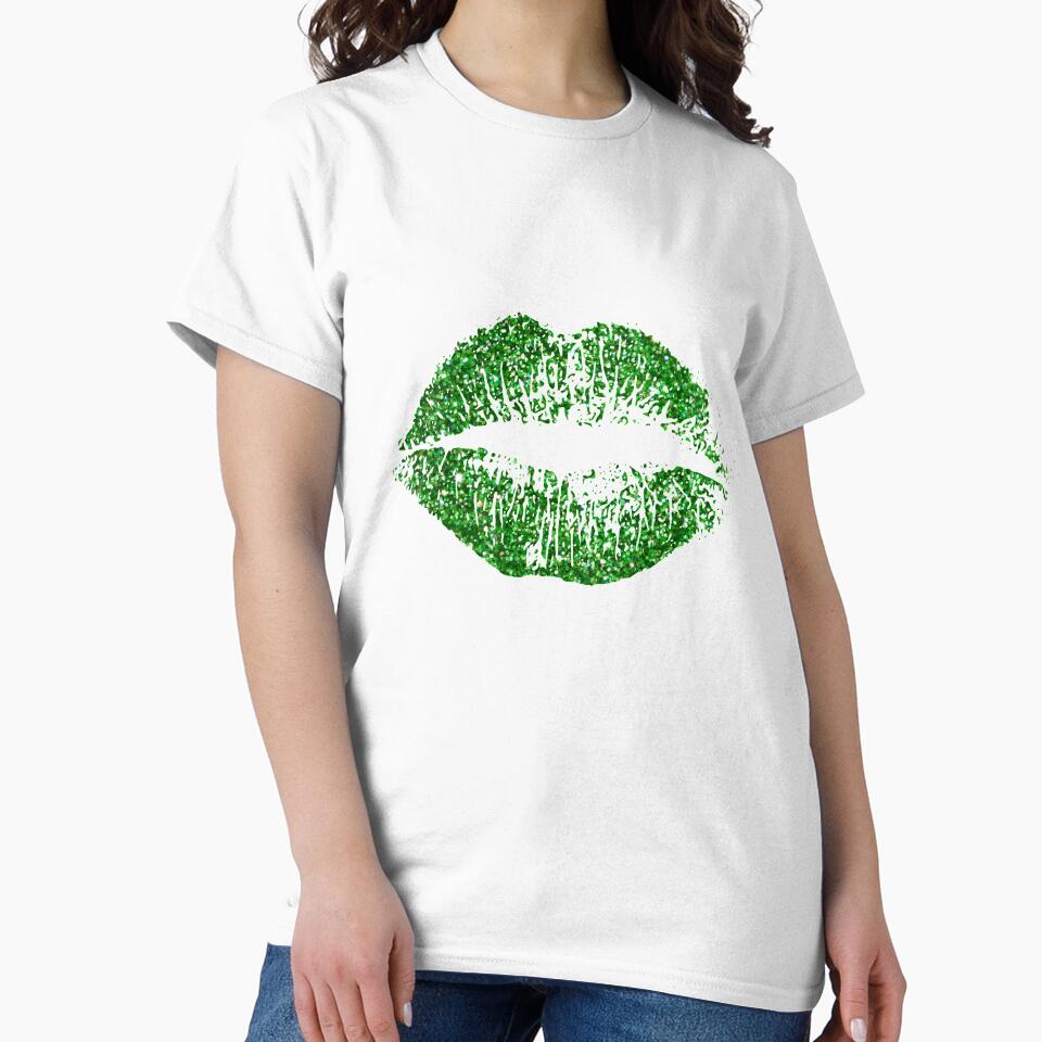 Stylish Green Glitter Lips by NirVenaArt
