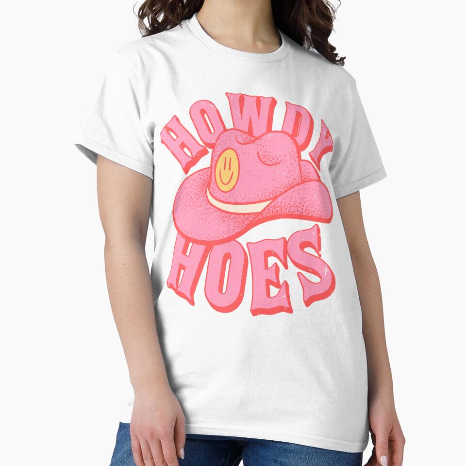 Howdy Hoes | Pink Cowboy Cowgirl Rodeo Hat Preppy Aesthetic | MEME HOWDY Y'ALL | White Background by PEARROT