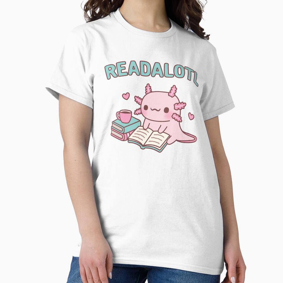 Cute Axolotl Reading A Book Readalotl Funny Pun by rustydoodle