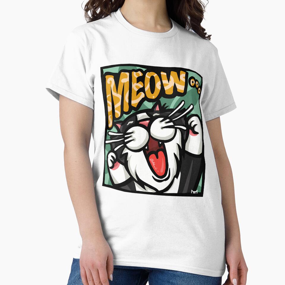 Energetic Meow Tuxedo Cat Comic Pop Art by Paidobento