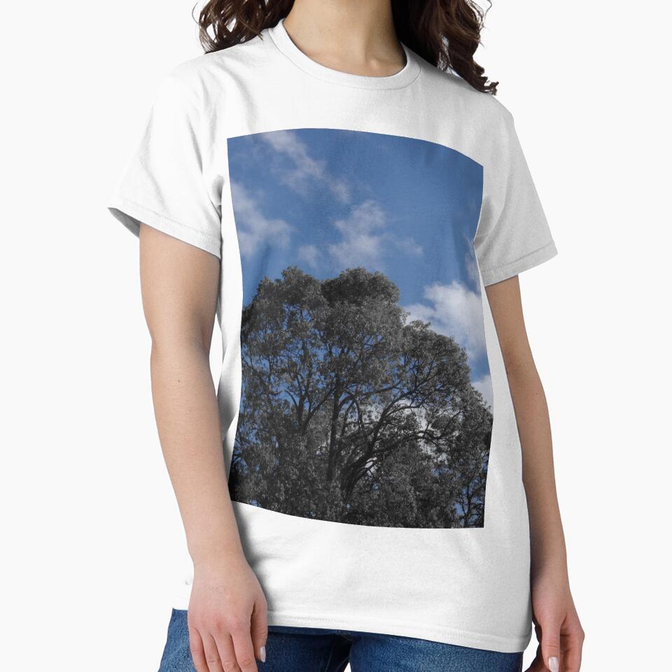 black and white trees with blue sky by BigAndRed