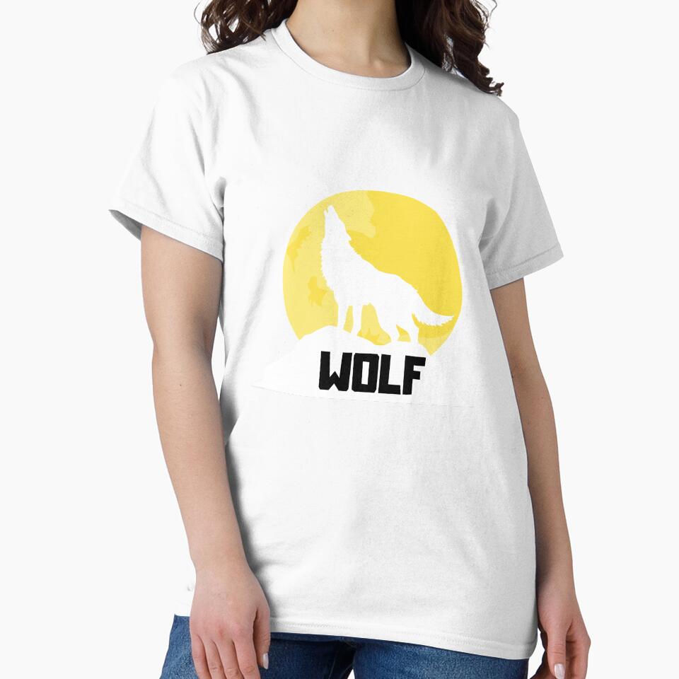 Wolf T Shirt, Men's T-shirt, Unisex Tshirt, American Apparel Crew Neck, Cotton T-shirt, Howling Wolf, Wolves Tshirt, Animal Print Tshirt by Wonaso art