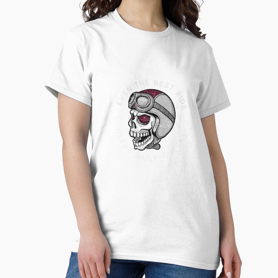 Bikers Motorcycle Skull Rider Safe Ride - Daily Checks Design by GrungeGarage