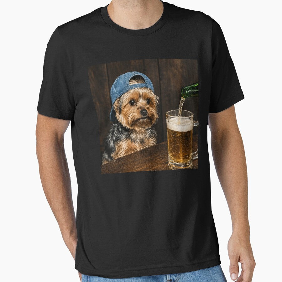 Yorkie Drinking Beer Funny Dog Meme by Starry Night Creative Art