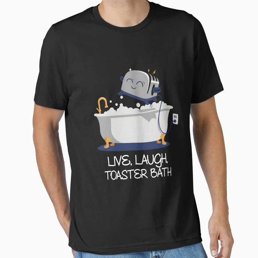 Live Laugh Toaster Bath Funny Saying smiley Cartoon by SkeletonsDanger