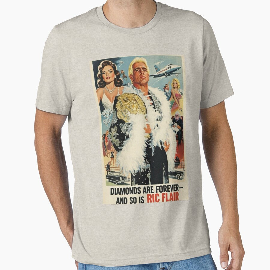 Flair Diamonds Are Forever Parody Poster – Nature Boy Wrestling Legend Vintage Style Art by The Irish Whip
