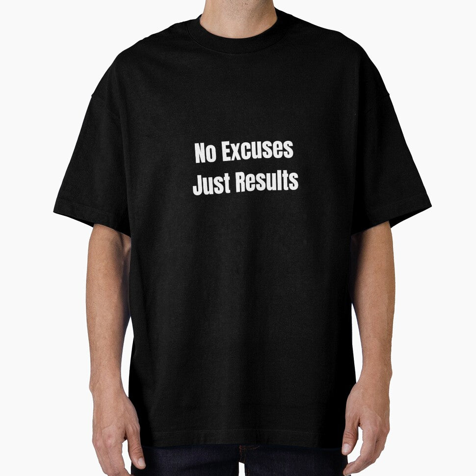 Motivational Quote T-Shirt – No Excuses Just Results by Mindset Threads