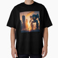 Robot in modern city at sunset by Kazujoshi-Art