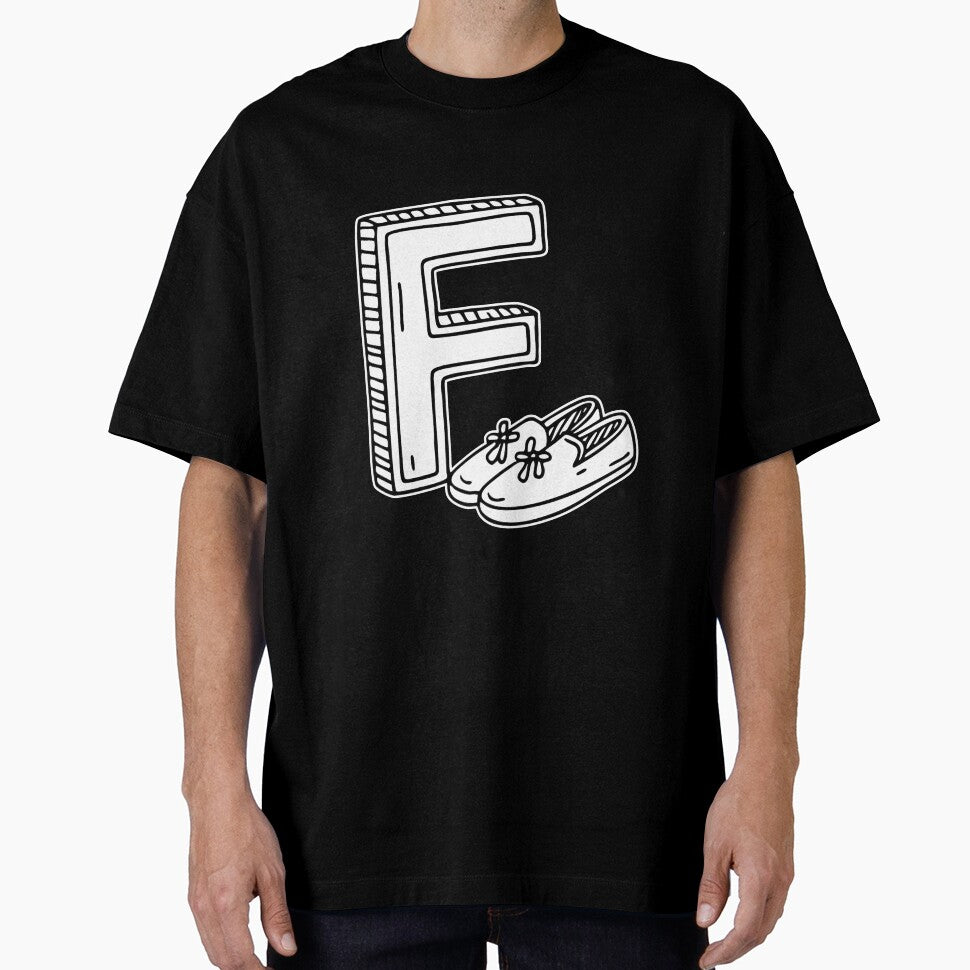 Illustration of Letter F Beside Flatshoes by rasagamastore