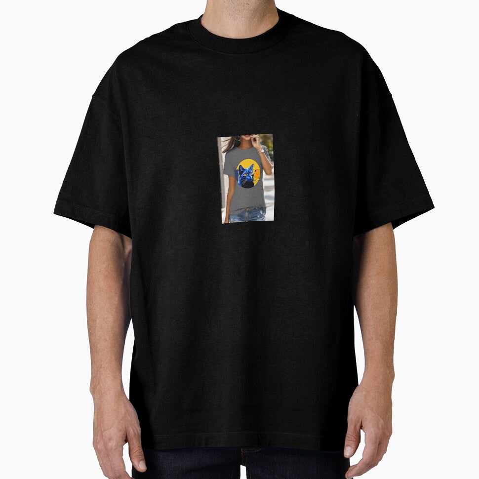 Women's Cat Letter Print Tee for Daily Delight by Chukszy1
