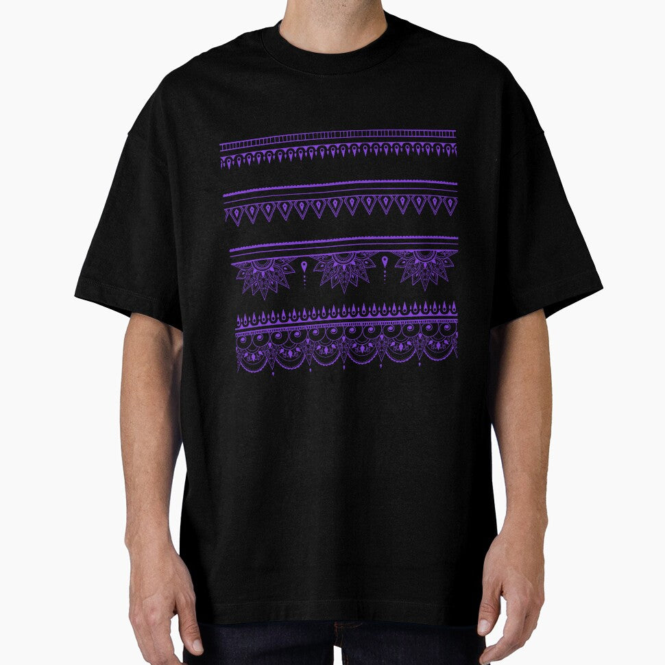 South asian patterns purple on black by Chaoticzarts