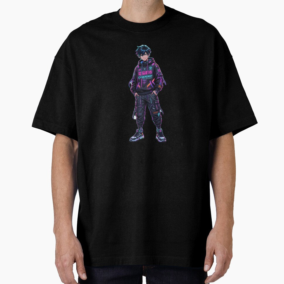 Cyberpunk Anime Streetwear Boy – Futuristic Neon Urban Character by Morden-Design