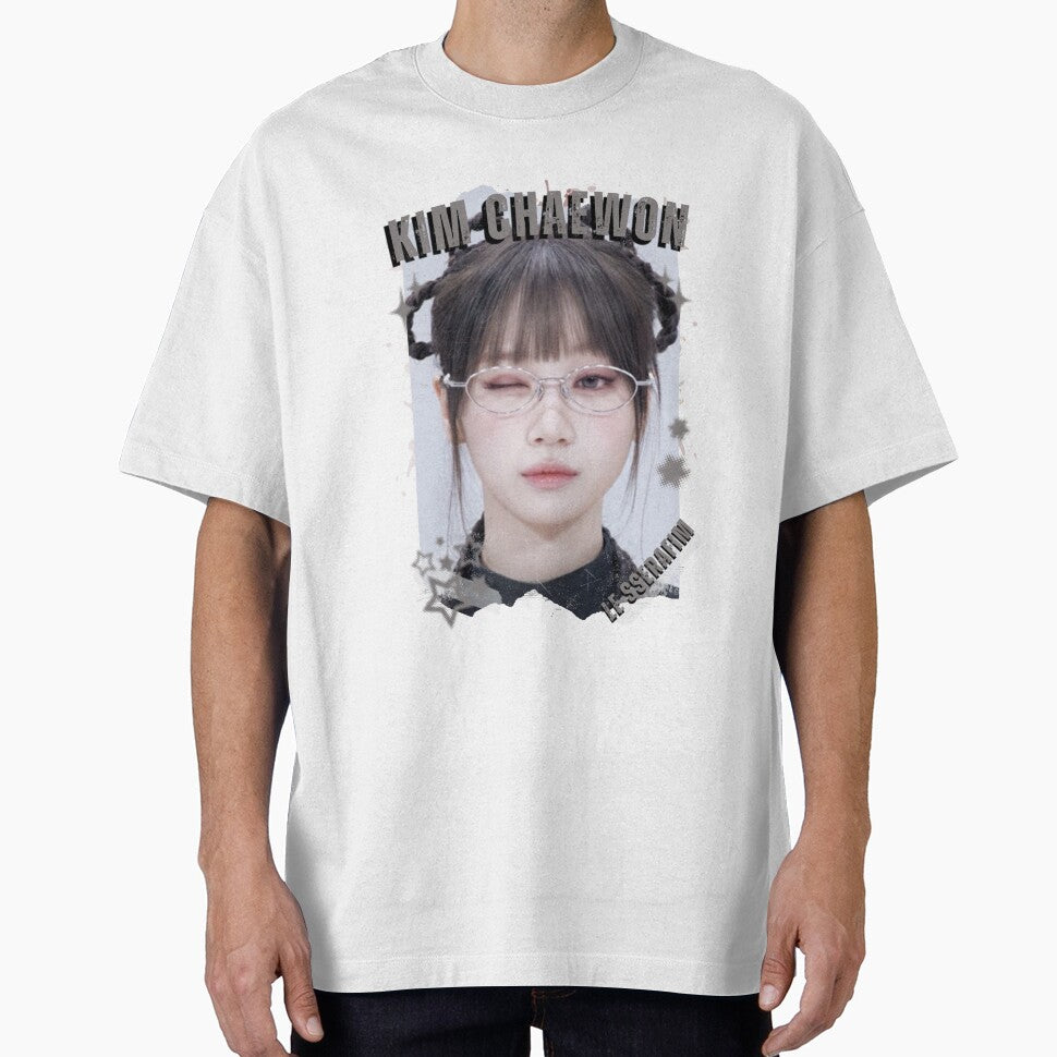 Le Sserafimm Kim Chaewon Kpop Girl Group Black and White Collage Design by AJUNICE STUDIO