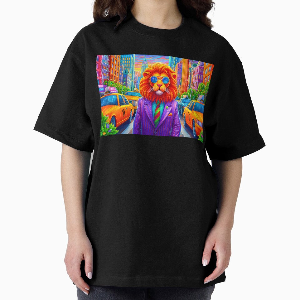 Stylish Lion in a Vibrant Cityscape Setting by Artessie