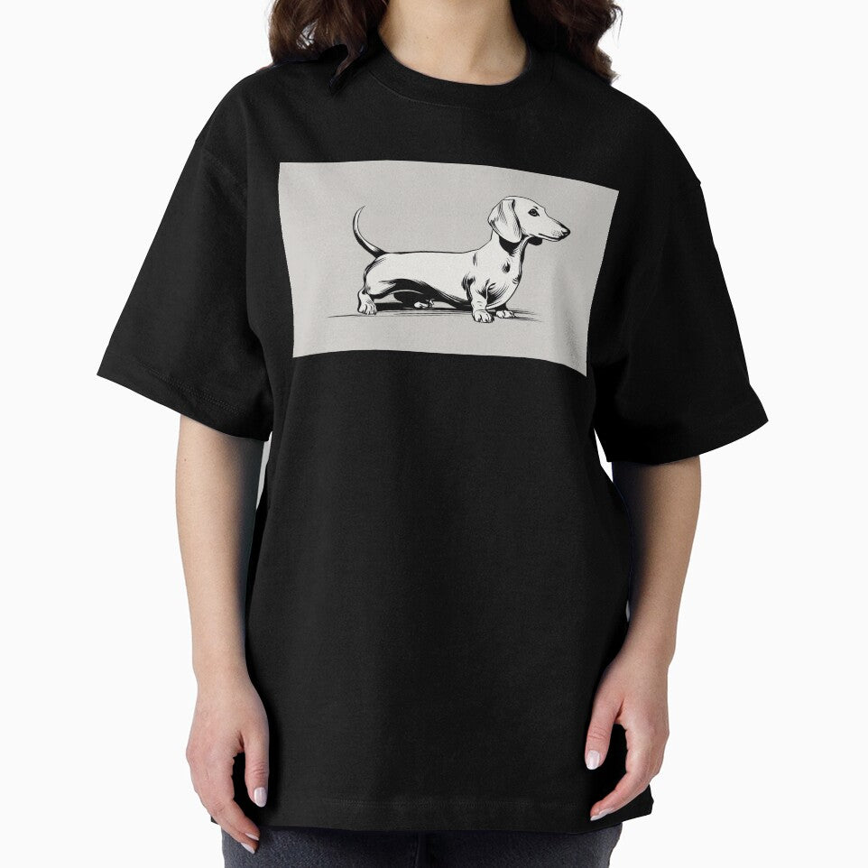Dachshund stands on a plain surface by anytka