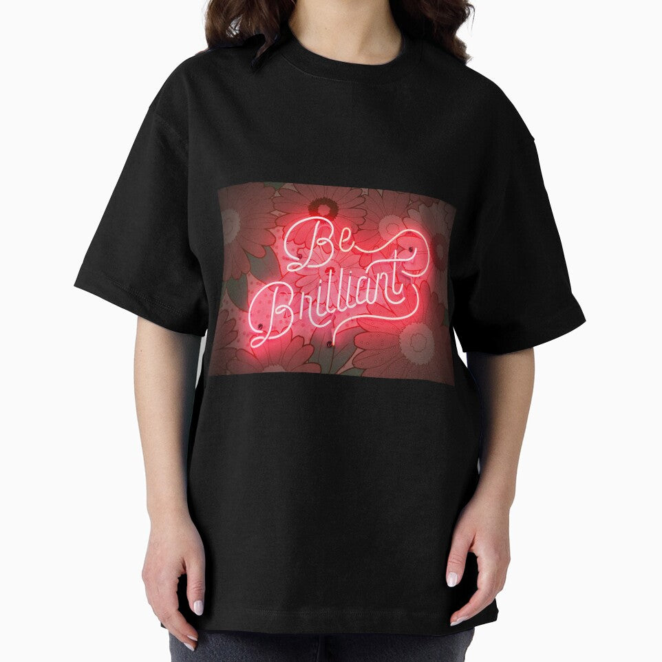 Be Brilliant - Red Neon Text With Flowers Background by cypher33