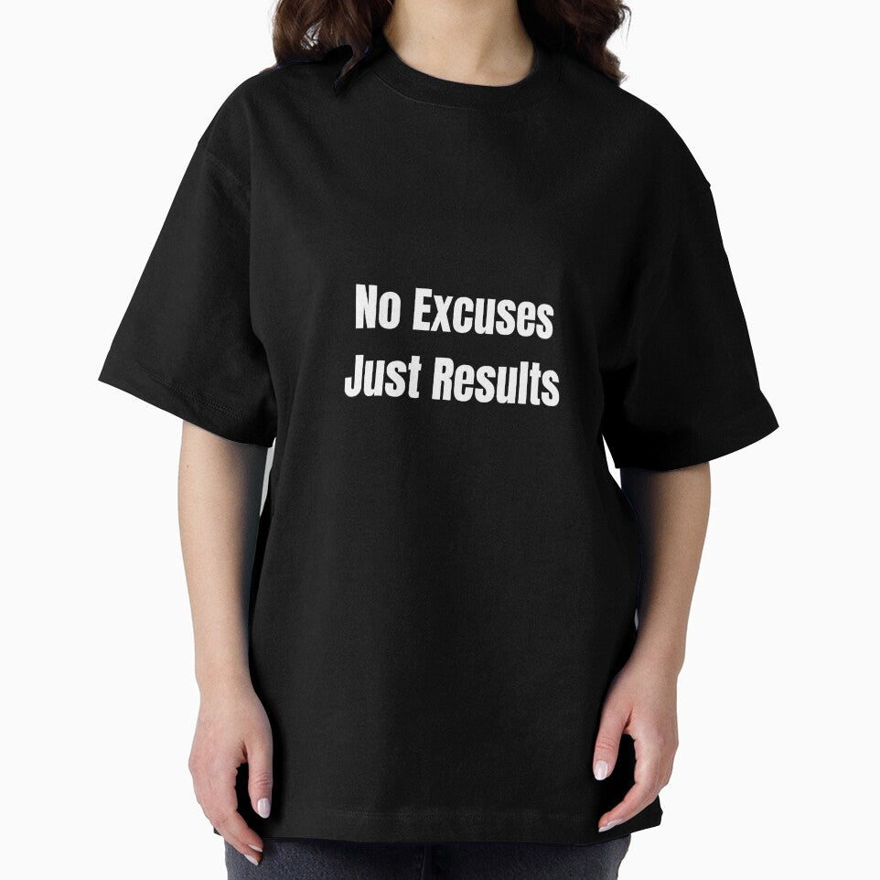 Motivational Quote T-Shirt – No Excuses Just Results by Mindset Threads